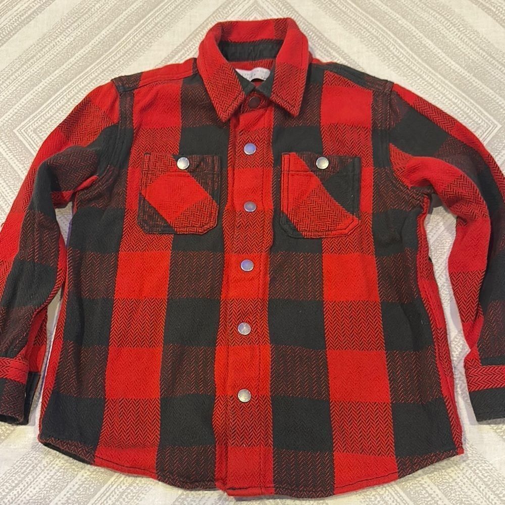 Stella McCartney Kids Boys Red & Black Plaid Snap Shirt - Size: 6